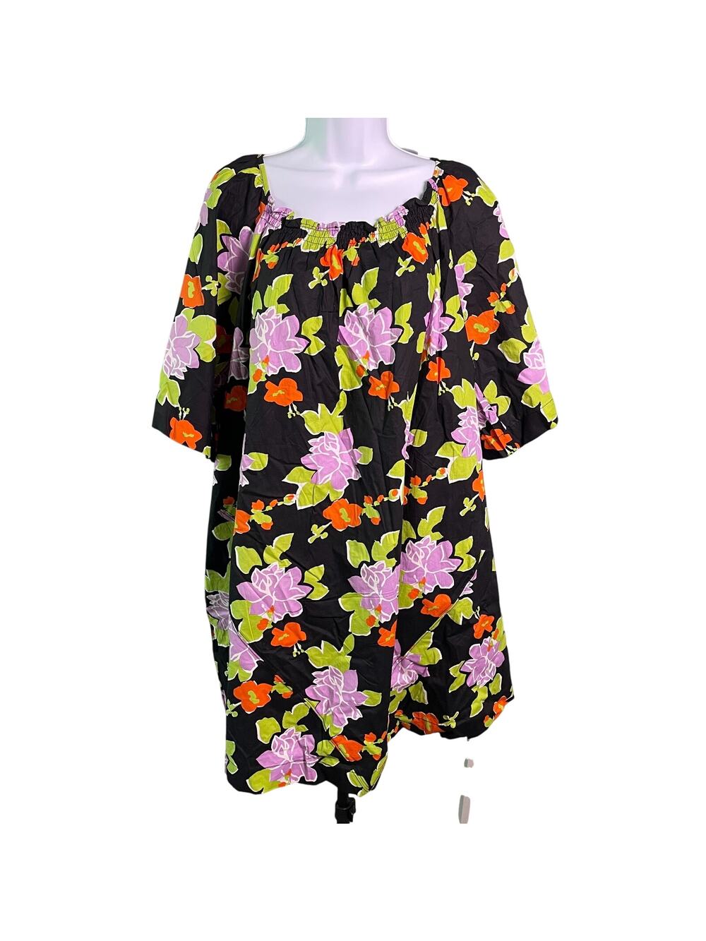 NWT Easel Shift Dress Womens Large Floral Smocked Neckline Bloomcore Spring